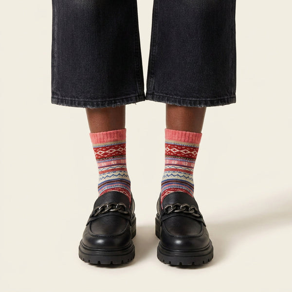 Chaussettes en laine Aztèques - Multico rouge