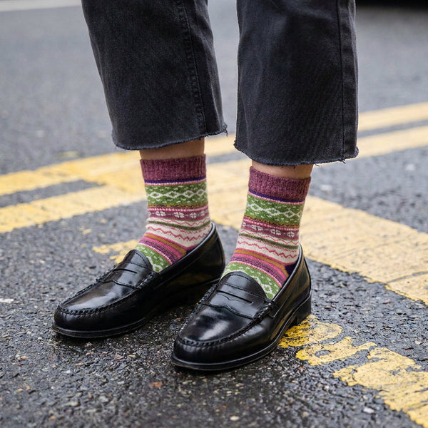 Chaussettes en laine Aztèques - Multico vert