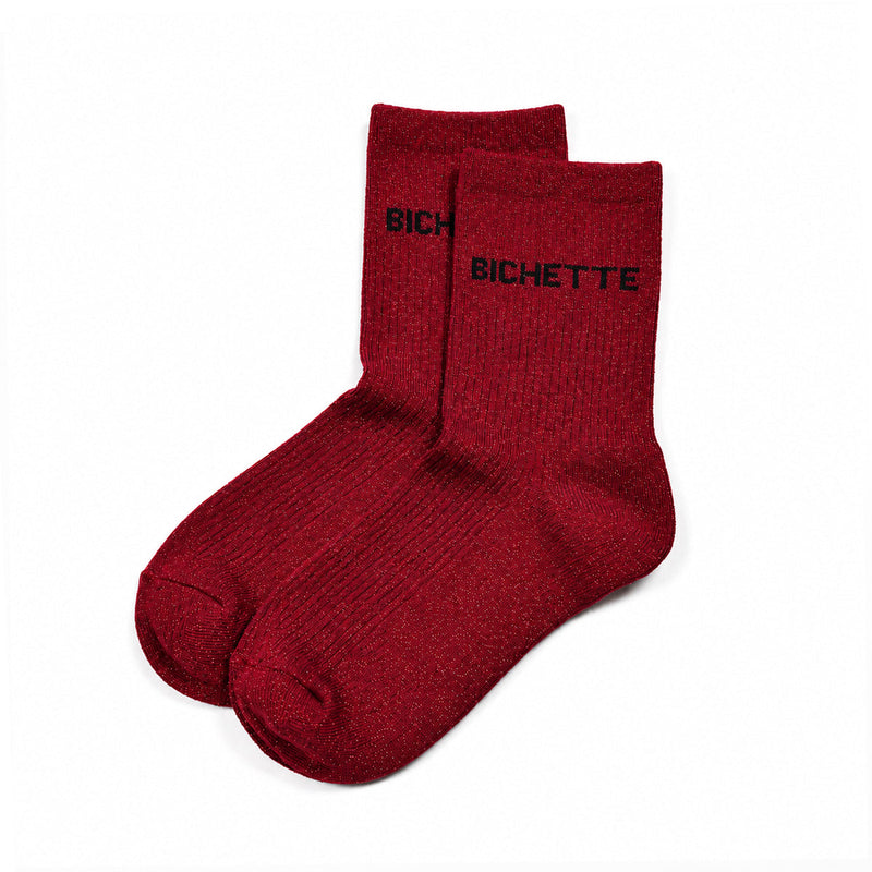 Chaussettes à paillettes Bichette - Bordeaux