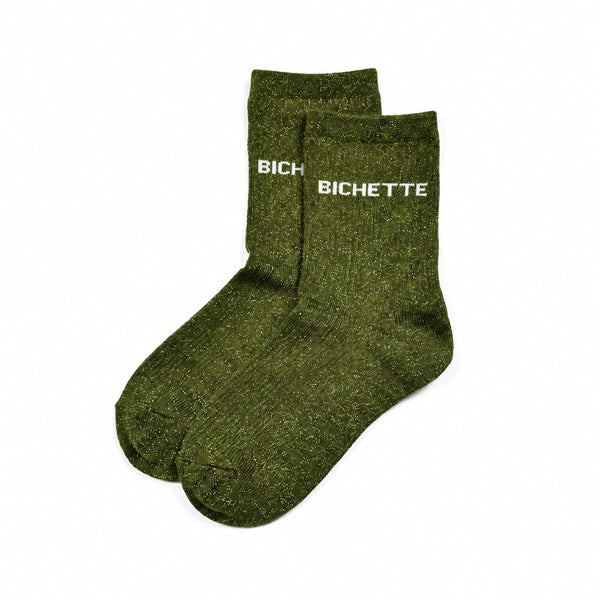 Chaussettes à paillettes Bichette - Vert