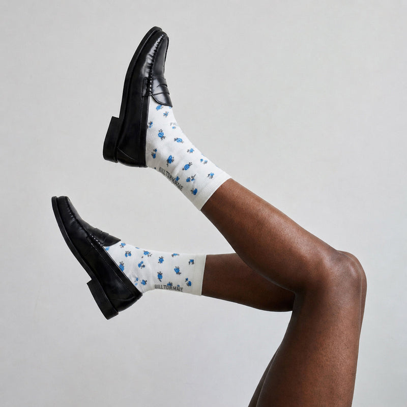 Chaussettes Bleu de Delft - Blanc