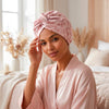 Bonnet de nuit en soie - Soléa Marbre rose - 20 x 30 cm - BONNET DE NUIT