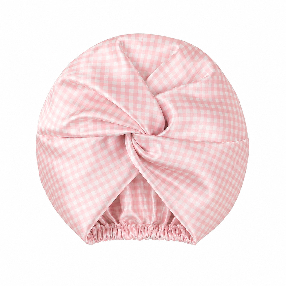Bonnet de nuit en soie - Soléa Rose vichy - 20 x 30 cm - BONNET DE NUIT
