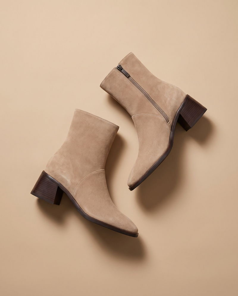 BOTTINES ELLIE BEIGE SUEDE - BOOTS