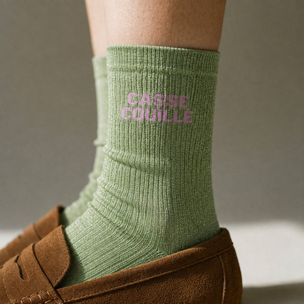 Chaussettes à paillettes Casse Couille - Vert clair