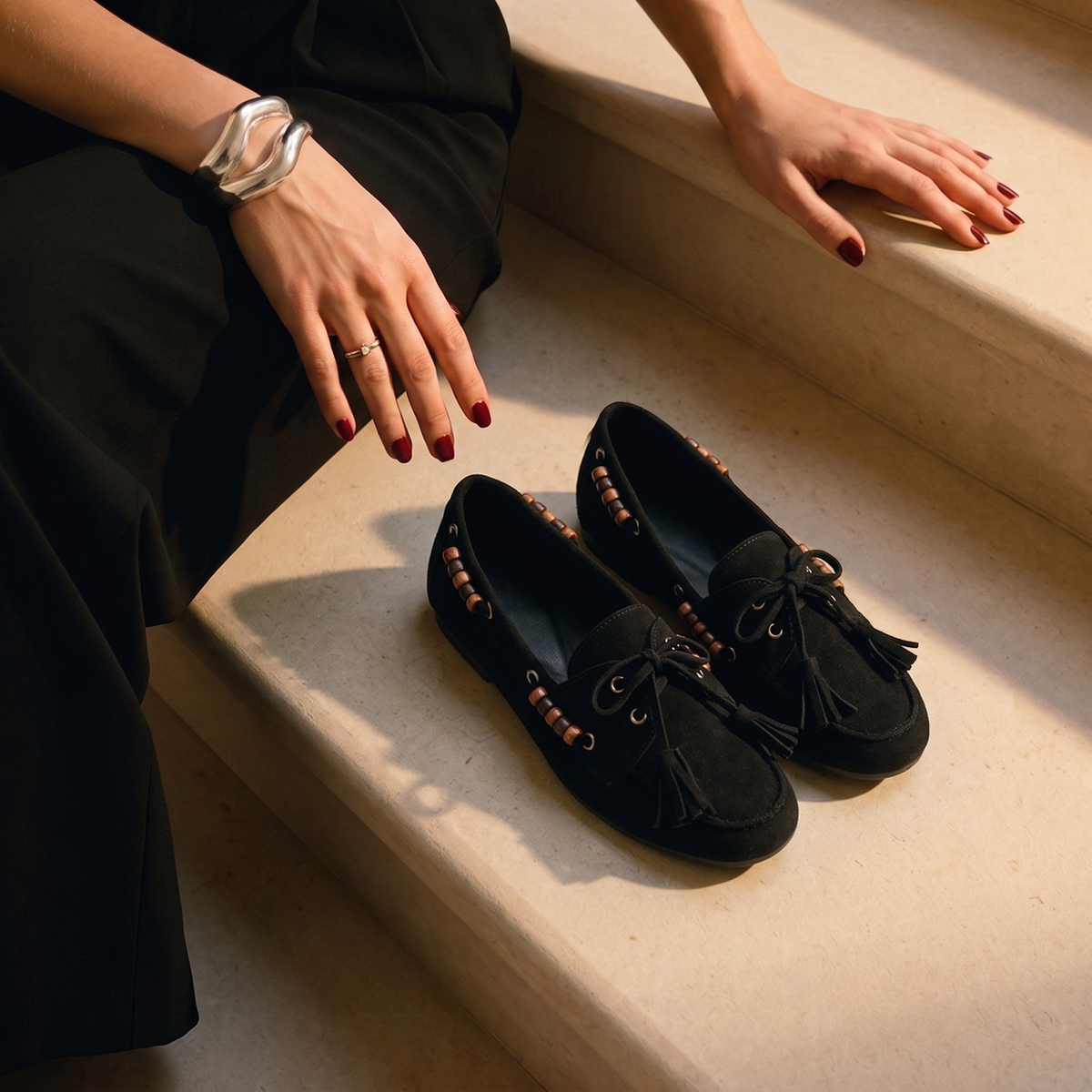 MOCASSIN FAUSTINE NOIR - STEPHAN PARIS BY ANDRE