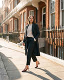 Slingback FIDJI bordeaux portée, femme marchant dans une rue de Londres
