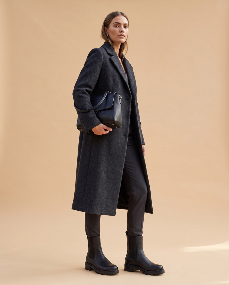 Boots GRAAL noires portées, silhouette complète