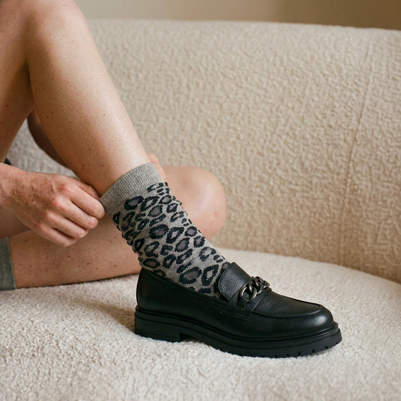 Chaussettes Léopard - Gris foncé