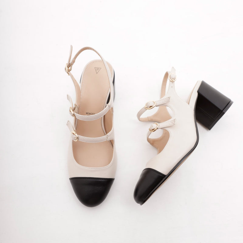LYNIATE ECRU/NOIR - SLINGBACK