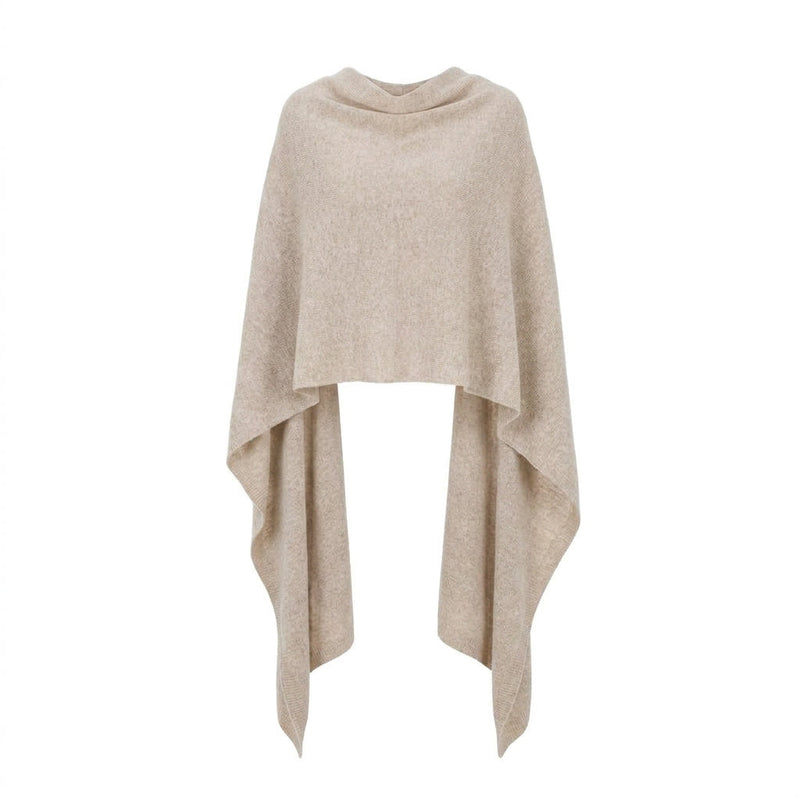 MARGUERITE - MELANGE LAINE ET CACHEMIRE - BEIGE - TU - PONCHO