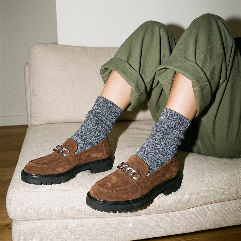 Chaussettes en laine Mélange - Bleu