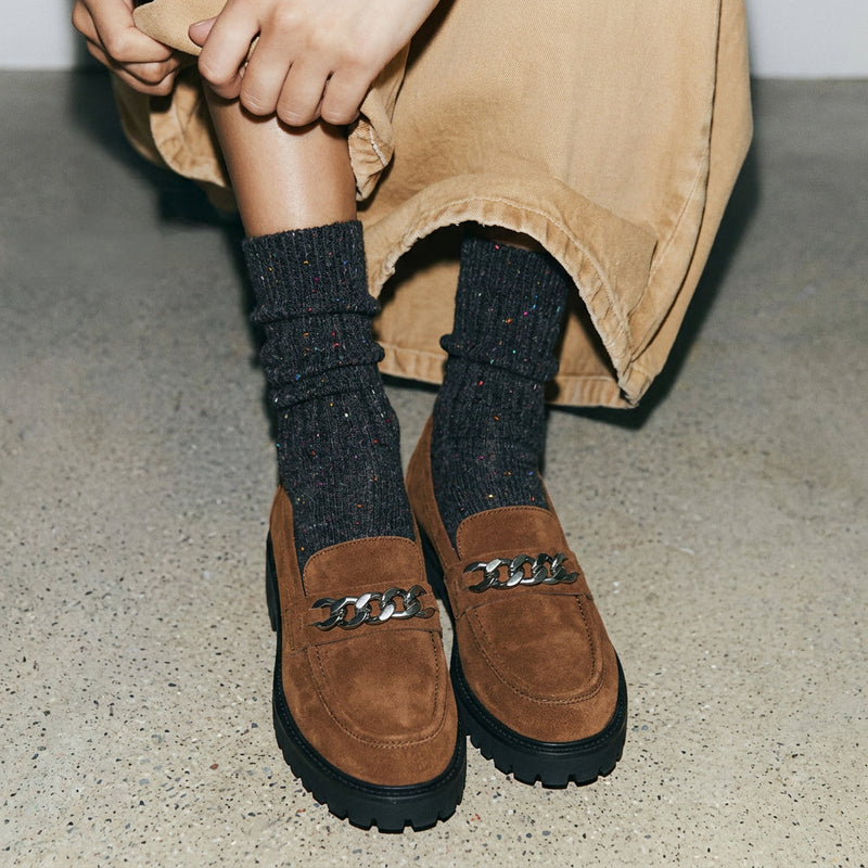 Chaussettes en laine Mélange - Gris foncé