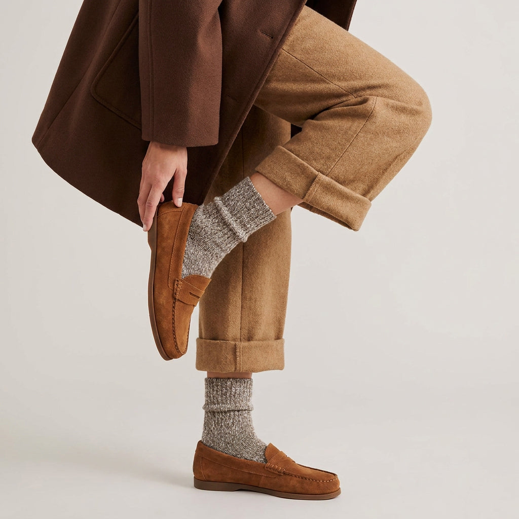 Chaussettes en laine Mélange - Marron