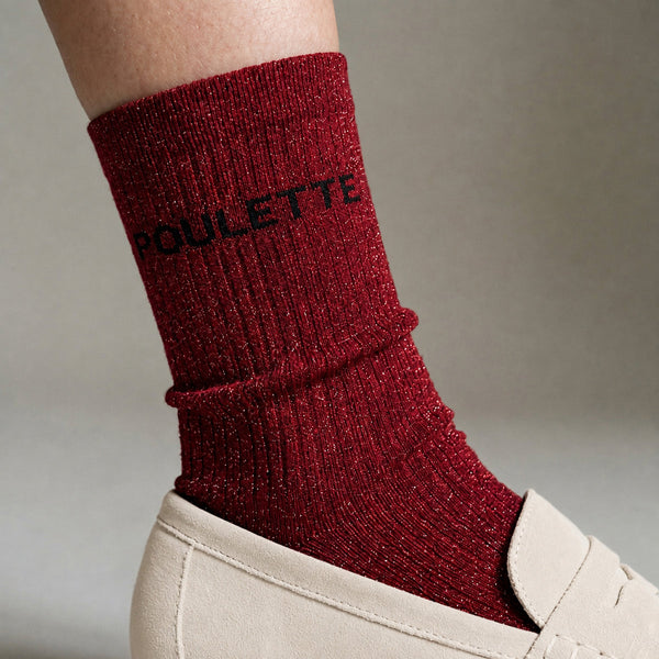 Chaussettes à paillettes Poulette - Bordeaux