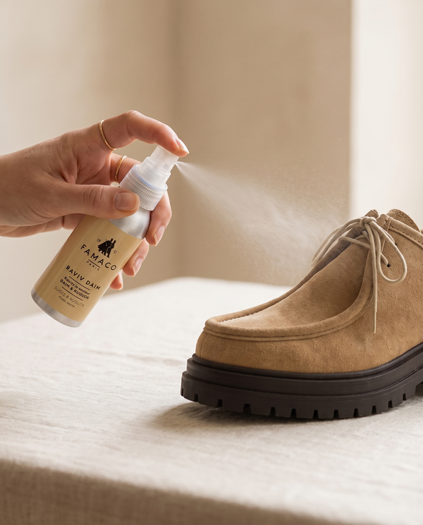Raviv'Daim Famaco en utilisation sur une chaussure André