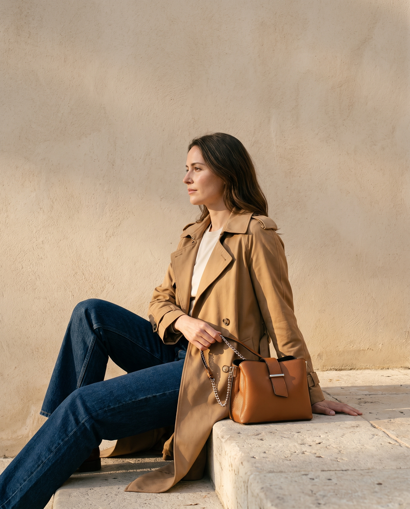 Sac SÉRAPHINE cognac Maison André porté