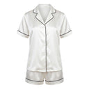 Set de pyjama court en soie - Maëlla Blanc - Set de pyjama court
