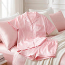 Set de pyjama court en soie - Maëlla Rose clair - Set de pyjama court