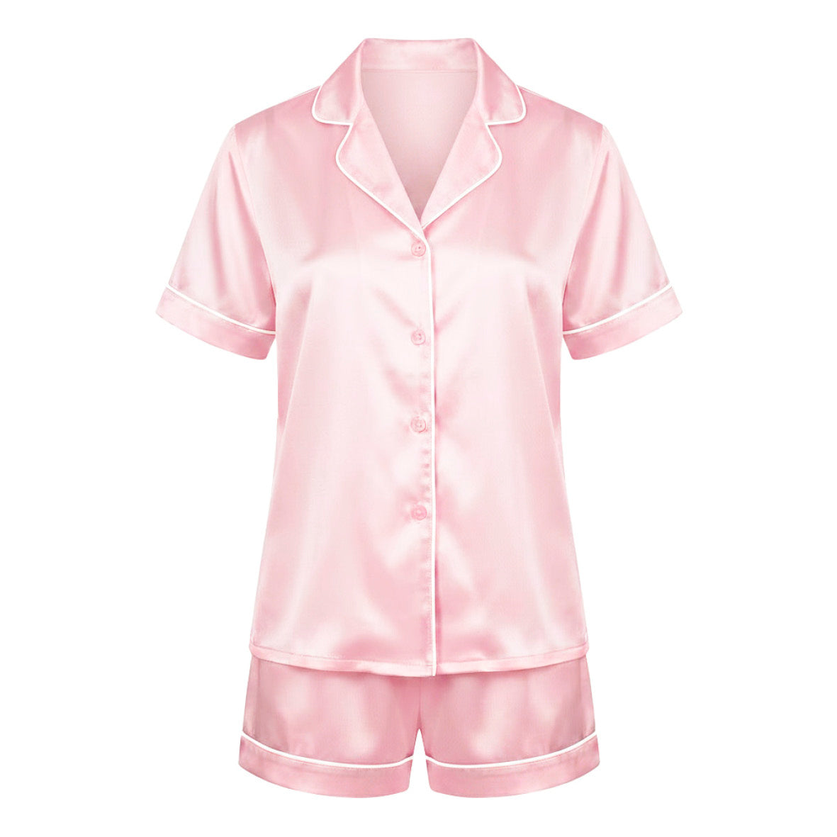 Set de pyjama court en soie - Maëlla Rose clair - Set de pyjama court