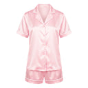 Set de pyjama court en soie - Maëlla Rose clair - Set de pyjama court