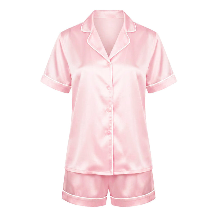 Set de pyjama court en soie - Maëlla Rose clair - Set de pyjama court