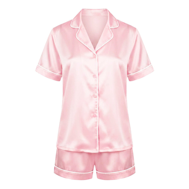Set de pyjama court en soie - Maëlla Rose clair - Set de pyjama court