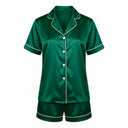Set de pyjama court en soie - Maëlla Vert sauge - Set de pyjama court