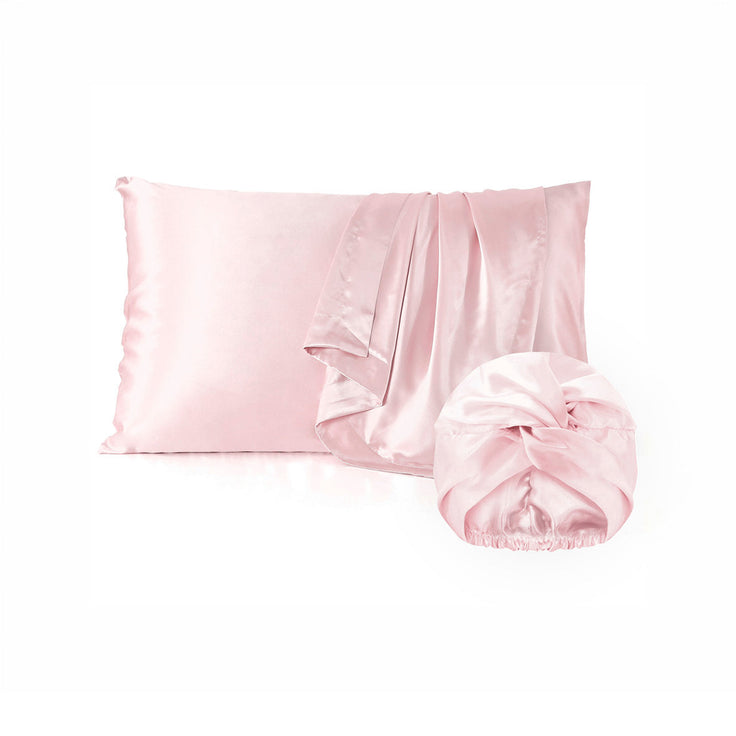 Taie d’oreiller + bonnet de nuit en soie - Lunéia Rose clair - PACK EN SOIE