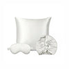 Taie d’oreiller + masque de nuit + bonnet de nuit en soie - Lunéia Blanc - PACK EN SOIE