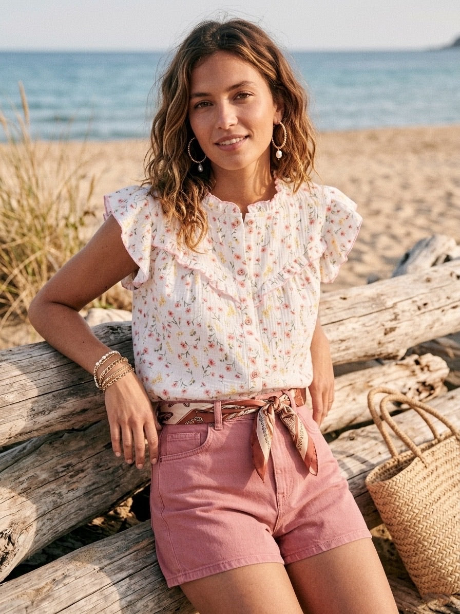 TILDE BLANC/ROSE - BLOUSE