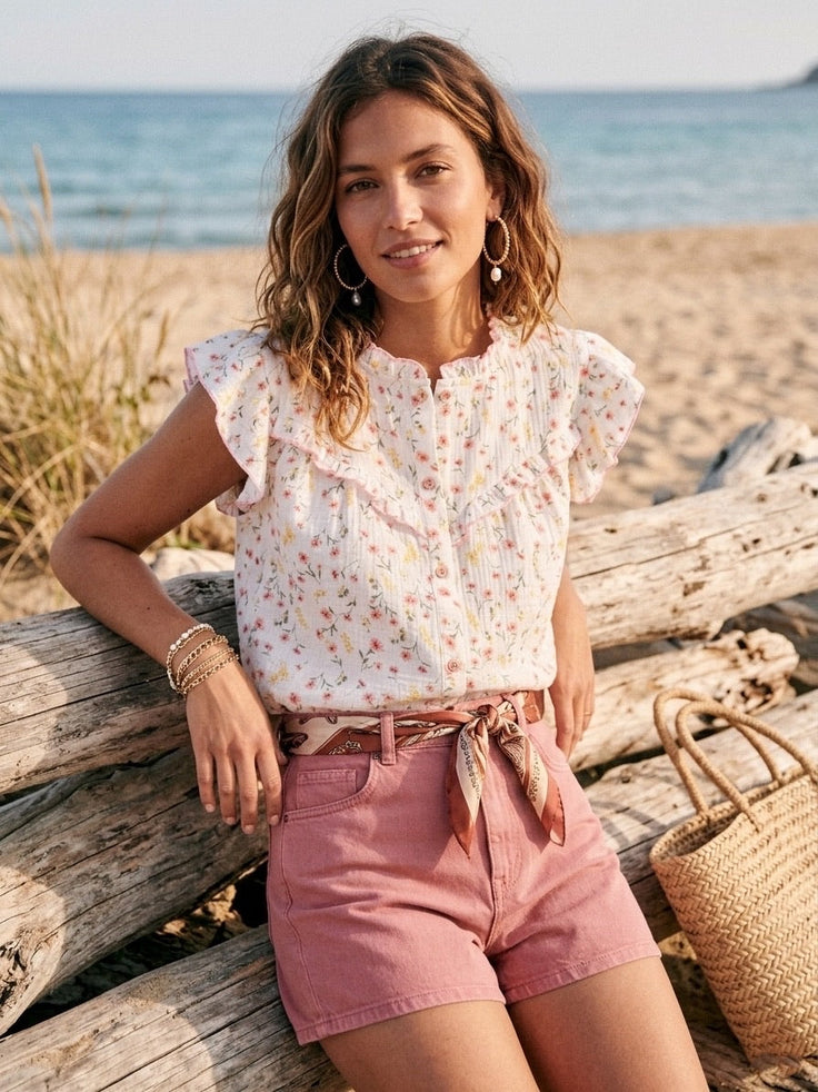 TILDE BLANC/ROSE - BLOUSE