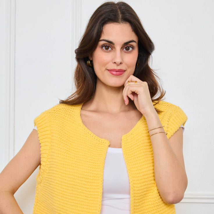 GILET TRICOT SANS MANCHES THEOLINE JAUNE - André