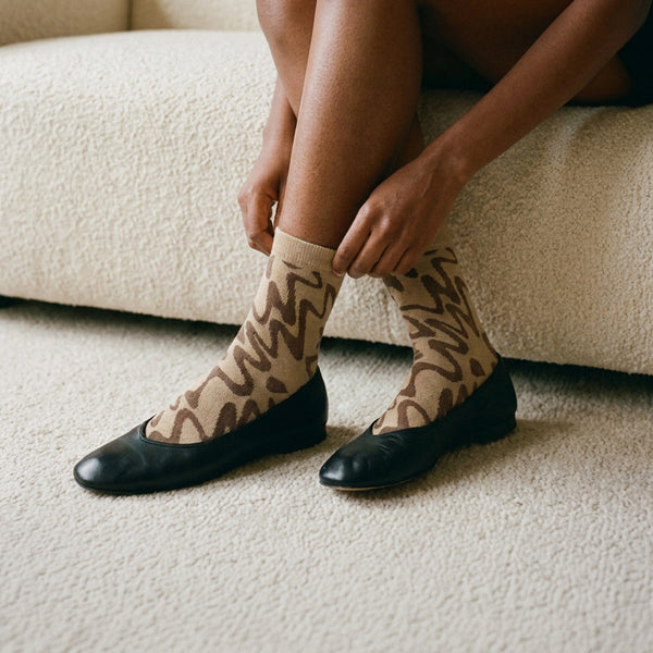 Chaussettes Vagues - Taupe